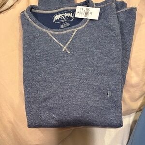 American Eagle Outfitters Men's Heathered Blue Crewneck Sweater